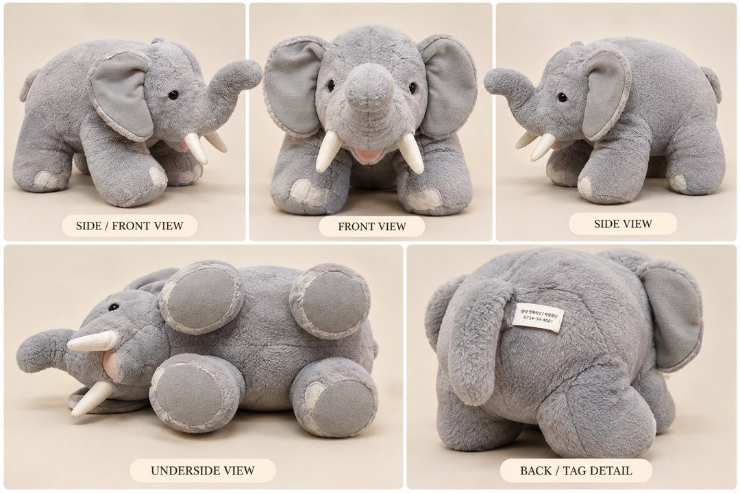 gray stuffed elephant plush toy 16” (Category: Plushies & Soft Toys) located in San Fernando. Submitted by dntjapansurpluselyu (Listing ID 1467449408, Image 1). Description: .