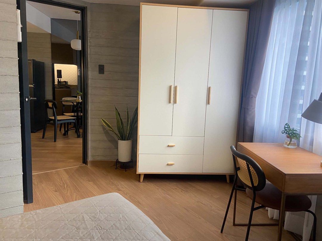 Grey L-Shaped Sectional Sofa with Chaise (Category: Apartments & Condos) located in Paranaque City. Submitted by sandman736 (Listing ID 1467538184, Image 3). Description: For RENT 1 Br with parking 35 th floor 36 sqm Interior designed.