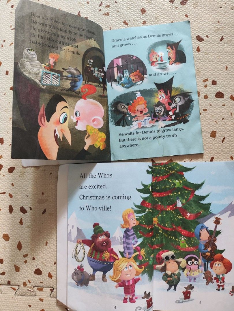 Grinch & Hotel Transylvania Set (Category: Children's Books) located in Taguig. Submitted by cleanupmomma (Listing ID 1467444009, Image 2). Description: Please take time to read ❤️ SOLD AS SET PAPERBACK no stickers included complete pages nice for a beginner reader 😊 watermarks front some creases wyiwyg.
