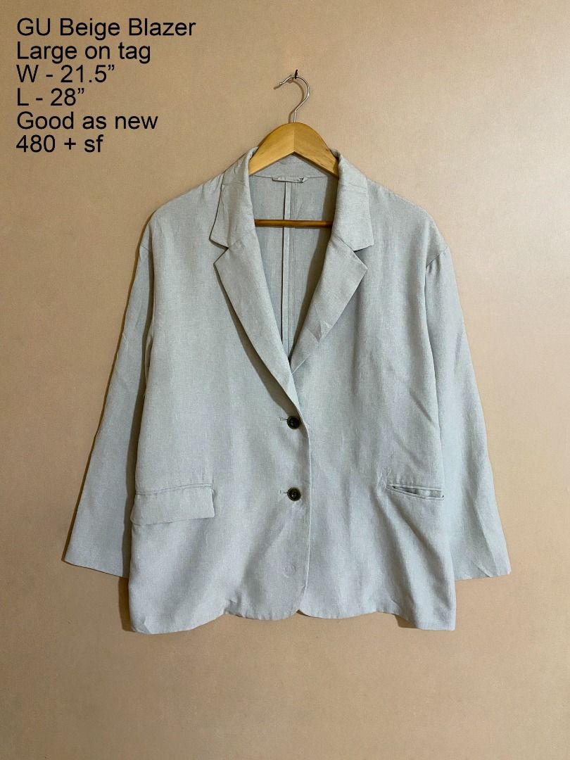 GU Beige Blazer (Category: Tshirts & Polo Shirts ) located in Cadiz. Submitted by thespotcdz (Listing ID 1467403293, Image 1). Description: Large on tag Width 21.5" Length 28" Good as new.