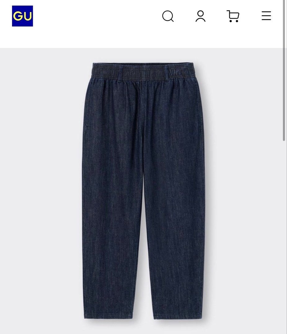 GU Chef's Pants Dark Denim Full Length Size M (Category: Jeans) located in Cavite. Submitted by yakultjeni85475 (Listing ID 1467488784, Image 2). Description: - Brand: GU - Style: Chef's pants / Full length - Color/Wash: Dark denim - Size: M - Fit & Comfort: Relaxed fit with an elastic waistband - Condition: Brand new with tags (BNWT) - Versatility: Easy to dress up or down.