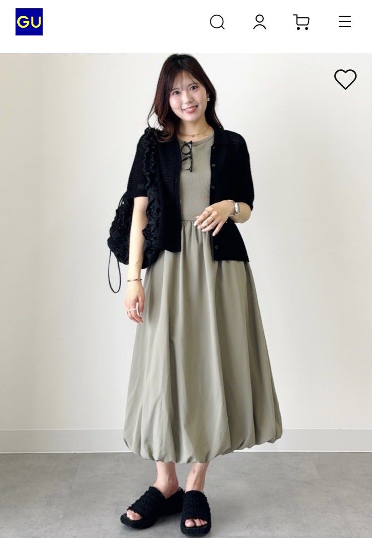 GU Ribbed Combination Bubble Hem Dress Olive Green (Category: Dresses) located in Cavite. Submitted by yakultjeni85475 (Listing ID 1467489075, Image 2). Description: - Brand: GU - Item: Sleeveless midi dress - Color: Olive green - Size: Medium (M) - Condition: Brand new with tags (BNWT), never worn - Design: Fitted ribbed knit bodice with a trendy voluminous bubble hem skirt - Versatile piece, easy to dress up or down.