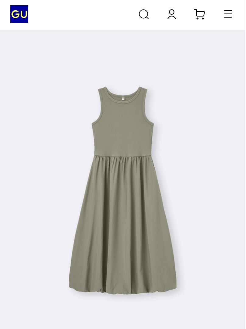 GU Ribbed Combination Bubble Hem Dress Olive Green (Category: Dresses) located in Cavite. Submitted by yakultjeni85475 (Listing ID 1467489075, Image 3). Description: - Brand: GU - Item: Sleeveless midi dress - Color: Olive green - Size: Medium (M) - Condition: Brand new with tags (BNWT), never worn - Design: Fitted ribbed knit bodice with a trendy voluminous bubble hem skirt - Versatile piece, easy to dress up or down.