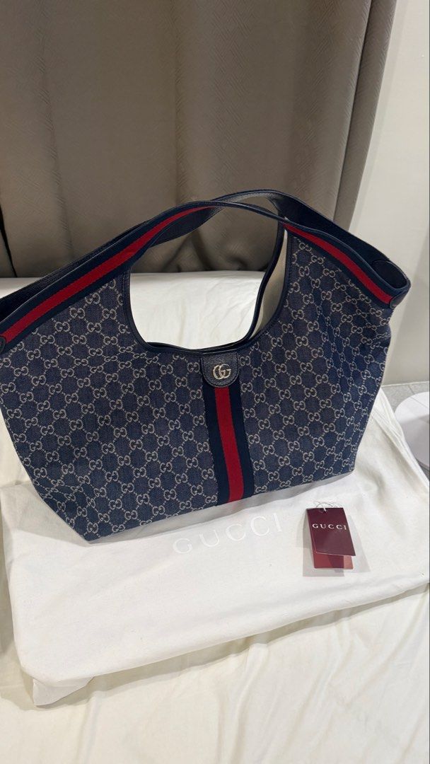 Gucci GG Denim Large Bag (Category: Tote Bags) located in Malolos. Submitted by zai_g (Listing ID 1467543932, Image 3). Description: Inclusions: ✅ Gucci Tag ✅ Dust Bag.