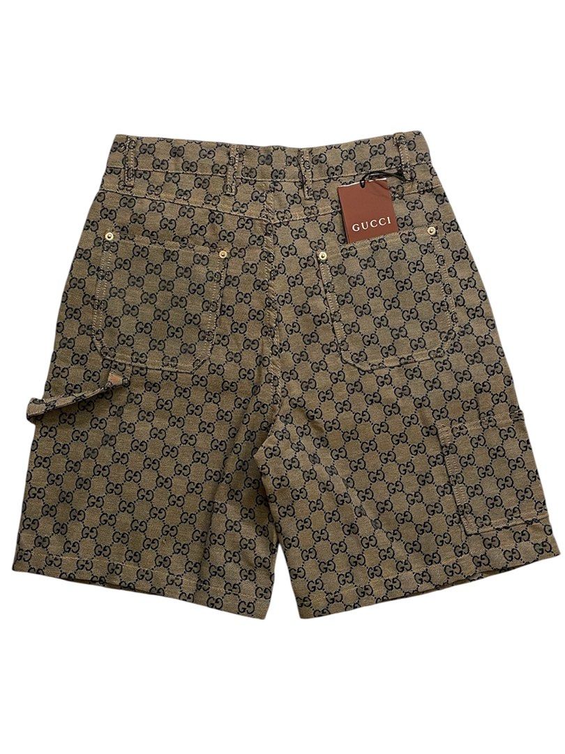 GUCCI GG MONOGRAM PRINT CANVAS CARPENTER DENIM SHORT (Category: Luxury Apparel) located in Pasay City. Submitted by digital_wardrobe.ph (Listing ID 1467502675, Image 2). Description: GUCCI GG MONOGRAM PRINT CANVAS CARPENTER DENIM SHORT details size: medium - large width: 32 length: 21 leg opening: 12 price: 1,250 location: pasay city.