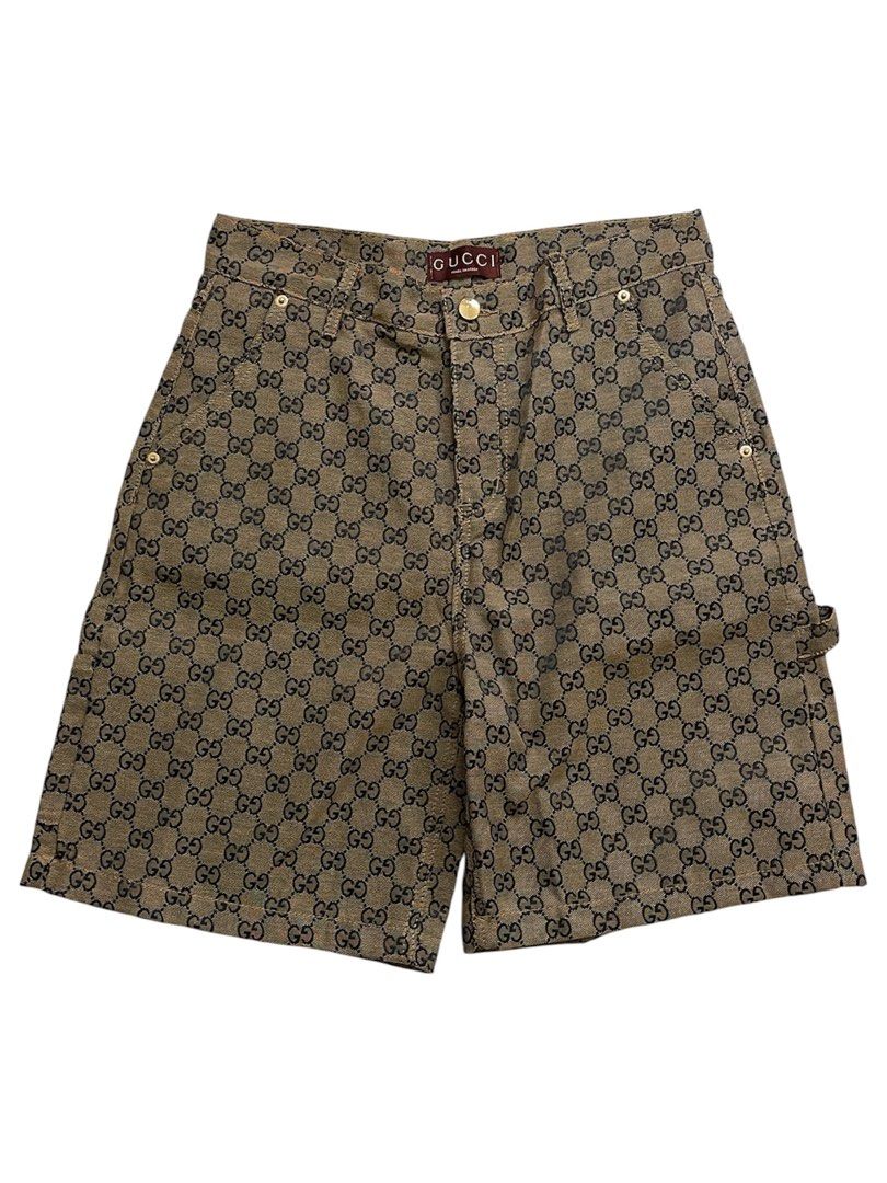 GUCCI GG MONOGRAM PRINT CANVAS CARPENTER DENIM SHORT (Category: Luxury Apparel) located in Pasay City. Submitted by digital_wardrobe.ph (Listing ID 1467502675, Image 1). Description: GUCCI GG MONOGRAM PRINT CANVAS CARPENTER DENIM SHORT details size: medium - large width: 32 length: 21 leg opening: 12 price: 1,250 location: pasay city.