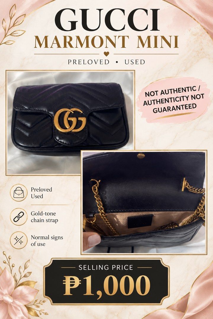 Gucci mini marmont (Category: Purses & Pouches) located in Subic. Submitted by joydlm (Listing ID 1467401281, Image 1). Description: As is.