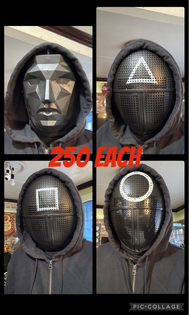 Halloween Mask Squid Game Mask (Category: Occasions & Party Supplies) located in Pasig City. Submitted by JMToysandCollectibles (Listing ID 1467469032, Image 1). Description: Halloween Mask Squid Game Mask PHP250 Each Pick Up or Delivery via Lalamove MOP: Gcash/ BPI/ BDO.