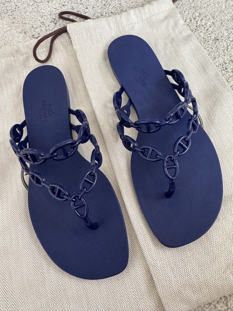 Hermes Island Sandals (Category: Flats & Sandals) located in Manila. Submitted by shopmyclosetbytel (Listing ID 1467474014, Image 2). Description: - USED ONCE (like new condition) - Color: Violet Iris - Size: 39 - Comes with dust bag only - 100% Authentic .