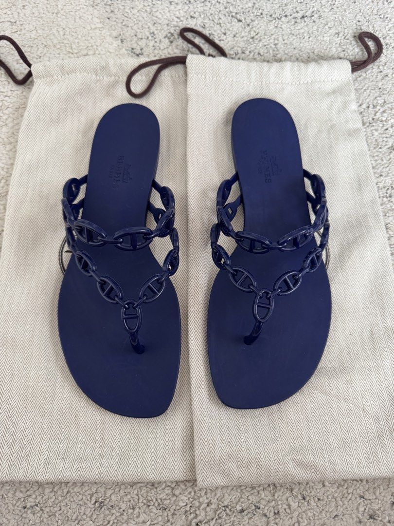 Hermes Island Sandals (Category: Flats & Sandals) located in Manila. Submitted by shopmyclosetbytel (Listing ID 1467474014, Image 1). Description: - USED ONCE (like new condition) - Color: Violet Iris - Size: 39 - Comes with dust bag only - 100% Authentic .