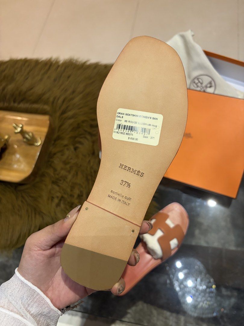 Hermes Oran Goatskin Sandals (Category: Flats & Sandals) located in Manila. Submitted by at_realty (Listing ID 1467536835, Image 3). Description: FOR SALE BRANDNEW Hermes Oran Goatskin Sandals Size: 37.5 Colour: Rouge Blush Complete with box and dust bag Selling it low. PM! PM! .
