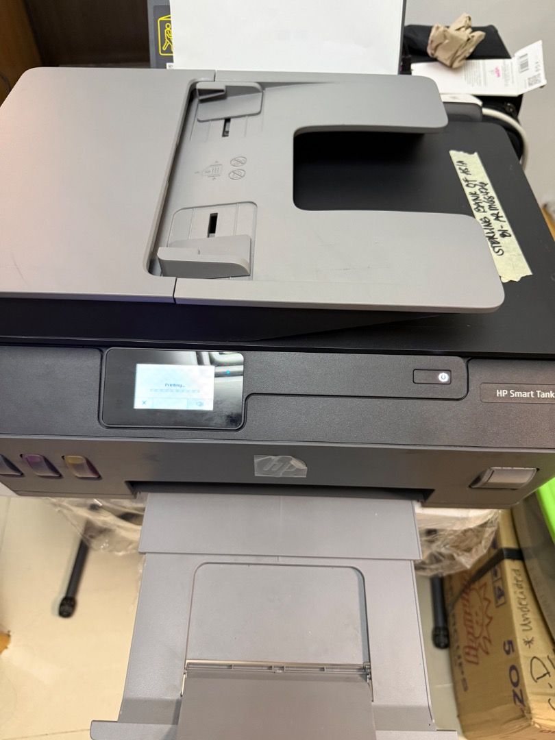 HP Smart Tank 615 Wireless All-in-One Printer (Category: Printers, Scanners & Copiers) located in Quezon City. Submitted by stepherl23 (Listing ID 1467510720, Image 3). Description: - Model: HP Smart Tank 615 Color Inkjet Printer - Condition: Clean, tested, and powers on normally with active display - Key Features: Integrated front ink tanks, automatic document feeder (ADF), and pull-out paper output tray - Controls: User-friendly digital touchsc