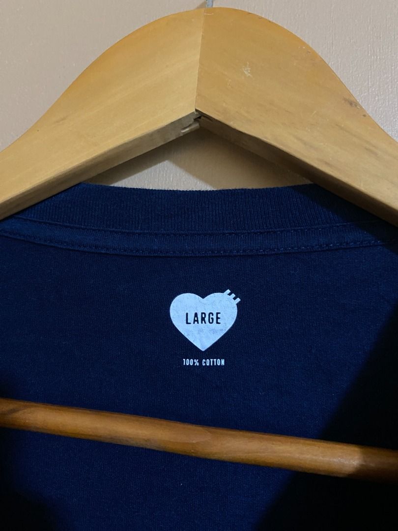 Human Made Heart Logo Navy Shirt (Category: Tshirts & Polo Shirts ) located in Cadiz. Submitted by thespotcdz (Listing ID 1467396487, Image 3). Description: Large on tag Width 22.5" Length 27.5" Excellent condition.