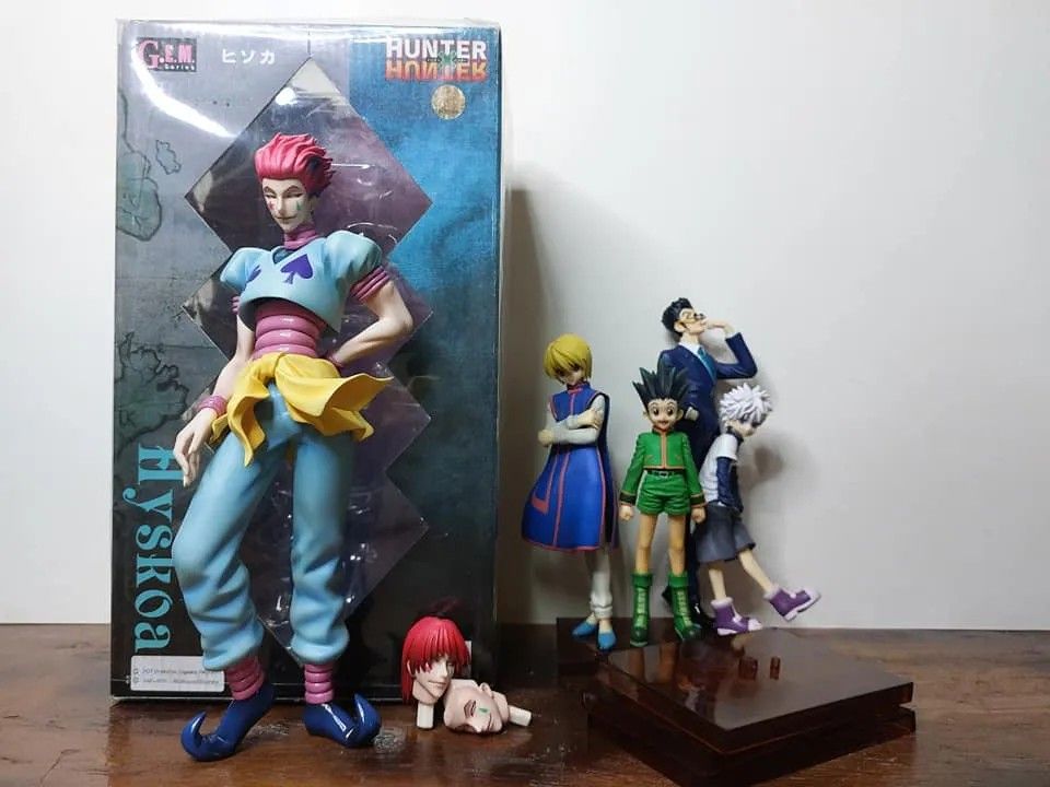 Hunter x Hunter Figures (Category: Figurines & Statues) located in Makati City. Submitted by toyboxstory (Listing ID 1467400670, Image 2). Description: DXF Hunter X Hunter Set:Gon, Killua, Kurapika, Leorio (All no box but with bases. pinagisa ko lang sa isang base to recreate the iconic pose) PHP 7,000 HXH GEM Hisoka (BIB, no base, complete accesories with extra head and cards) PHP 10,000 LOCATION: MAKATI / BGC.