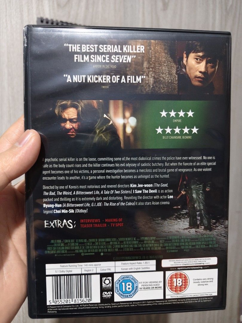I saw the devil dvd (Category: CDs & DVDs) located in Makati City. Submitted by spicefan05 (Listing ID 1467554290, Image 2). Description: region 2.