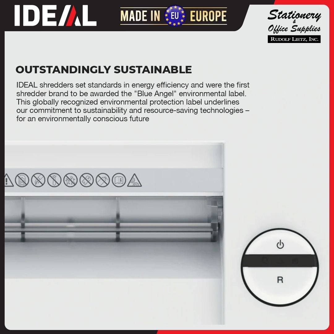 IDEAL 2445 CC Cross Cut Document Shredder P-5 (Category: Office & Business Technology) located in Paranaque City. Submitted by rudolflietzinc (Listing ID 1467401881, Image 2). Description: - Model: IDEAL 2445 CC Professional Document Shredder - High Security: Cross-cuts paper down to 2 x 15 mm (P-5 security level for sensitive data) - Large Capacity: 35-liter shred bin means fewer trips to empty - Durable Build: Solid steel blade shafts with a li