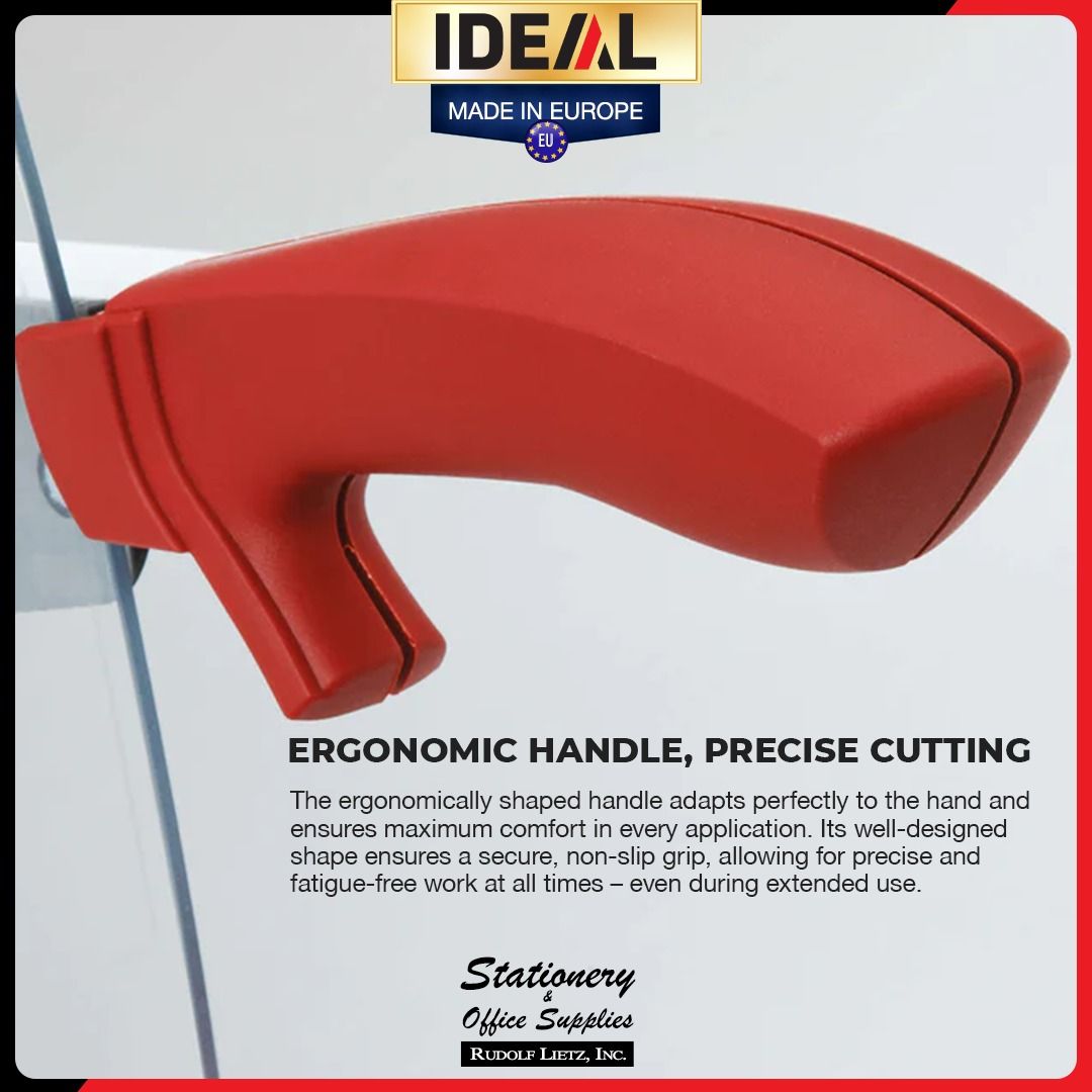 IDEAL Trimmer 1135 A4 Plus Office Paper Cutter (Category: Craft Supplies & Tools) located in Paranaque City. Submitted by rudolflietzinc (Listing ID 1467400049, Image 3). Description: - Brand: IDEAL 1135 (Made in Europe) - Cutting Capacity: Up to DIN A4 plus with a 350 mm cutting length - Blade: Resharpenable high-quality steel knife set - Build: Solid all-metal construction for durability - Ease of Use: Automatic clamp and EASY-LIFT lever for si