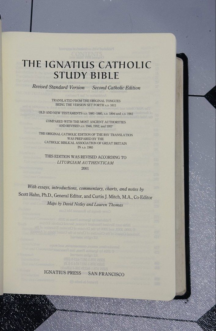 Ignatius Catholic Study Bible Old and New Testament RSV (Category: Religion Books) located in Rodriguez. Submitted by KuyaEl09 (Listing ID 1467589863, Image 3). Description: Ignatius Catholic Study Bible Old and New Testament RSV: Second Catholic Edition Contains over 17,500 explanatory footnotes, extensive cross-references to the Catechism of the Catholic Church, book introductions, outlines, and topical essays. @2024, Ignatius Press 2316 pages,