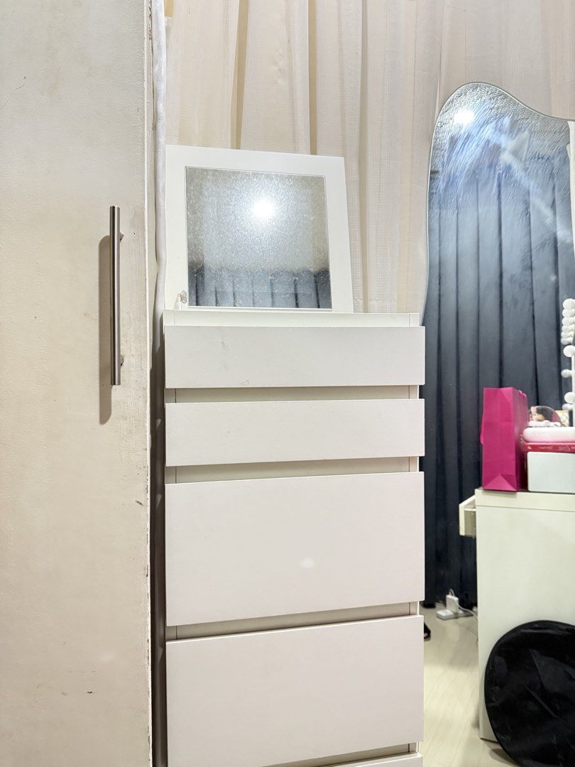 IKEA DRAWER MALM (Category: Shelves, Cabinets & Racks) located in General Trias. Submitted by fellasunshine (Listing ID 1467530783, Image 1). Description: - bought this for 7k - rfs need to upgrade - actual pic posted - yung flaws niya yung nasa pic na may molds kasi natambak nung umulan, but all drawers are still good & white pa rin naman siya, you can clean it if you want - selling for half the price!! - Chest of 6 drawers, white/mirror glass, 