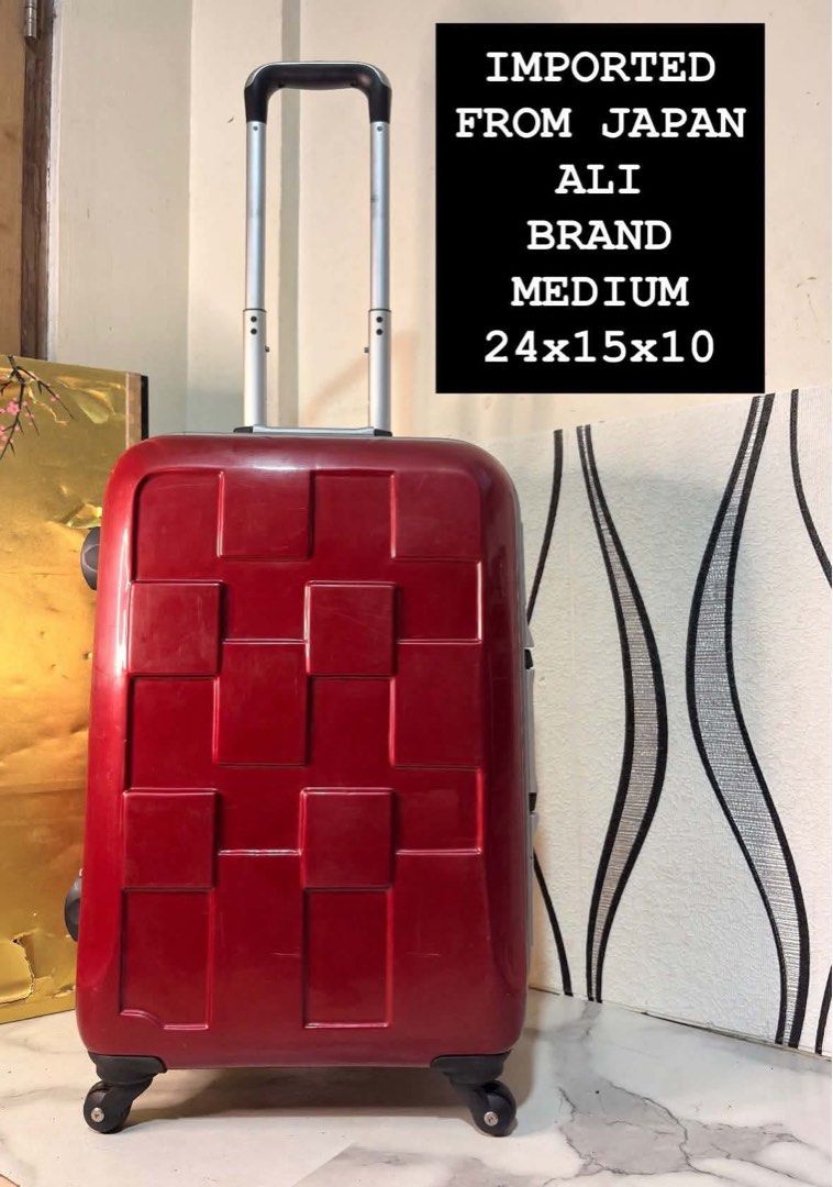 IMPORTED FROM JAPAN ALI BRAND MEDIUM (Category: Luggage) located in Valenzuela. Submitted by kyotosurplus (Listing ID 1467433569, Image 1). Description: 🇯🇵IMPORTED FROM JAPAN ORIGINAL ALI BRAND MEDIUM SIZE LUGGAGE🇯🇵 🎯 TSA APPROVED KEY LOCK 🎯 CLIP TYPE 🎯 PUSH HANDLE TROLLEY 🎯 SMOOTH 360 WHEELS ROTATION 🎯 TOP AND SIDE HANDLE CARRY 🎯 DURABLE CASE 🎯 WIDE SPACE CAPACITY NO ISSUE.. MINIMAL MARK OF USAGE ONLY‼️ .