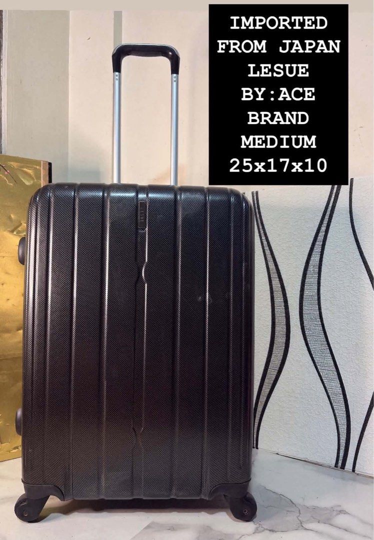 IMPORTED FROM JAPAN LESUE BY ACE BRAND MEDIUM (Category: Luggage) located in Valenzuela. Submitted by kyotosurplus (Listing ID 1467432694, Image 1). Description: 🇯🇵IMPORTED FROM JAPAN LESUE BY ACE BRAND MEDIUM SIZE LUGGAGE🇯🇵 🎯 TSA APPROVED KEY LOCK 🎯 PUSH HANDLE TROLLEY 🎯 SMOOTH 360 WHEELS ROTATION 🎯 TOP AND SIDE HANDLE CARRY 🎯 DURABLE CASE 🎯 WIDE SPACE CAPACITY NO ISSUE.. LIGHT SCRATCHES DUE TO USAGE ONLY‼️ .