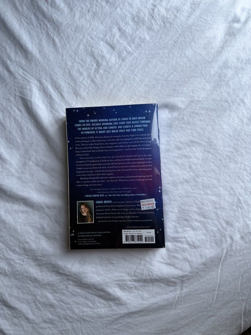 Into the Blue by Emma Brodie (Category: Storybooks) located in Makati City. Submitted by ada_17 (Listing ID 1467405268, Image 2). Description: Into the Blue by Emma Brodie Condition: Very good condition, with plastic cover - Note: Original Fully Booked price tag still attached on the back cover RFS: Decluttering DM for inquiries. 💵: Gcash, BPI 🚚: Lalamove, J&T (from Makati) c/o buyer.
