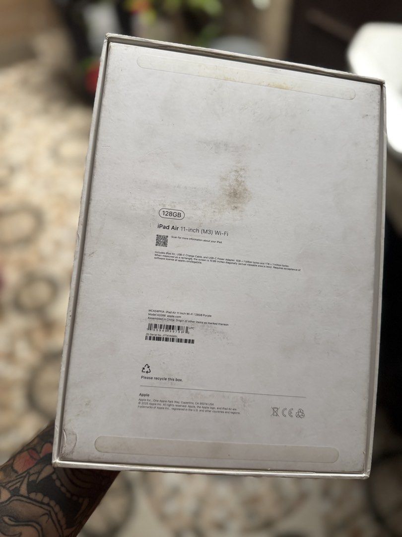 iPad Air M3 11” 128GB (Category: iPad) located in Manila. Submitted by tonyslark (Listing ID 1467398508, Image 2). Description: iPad Air M3 11 inches Purple 95% Battery Health Unit Box only Note: Minor scratch on Pencil Magnet PHP 30,000 ✅ Open for Meetups 💰 High Appraisal for your devices 🔄 Open for Trade-ins & Upgrades 🛡️ Warranty available on units for your peace of mind Every item is thoroughly inspected before being listed. Message the pa