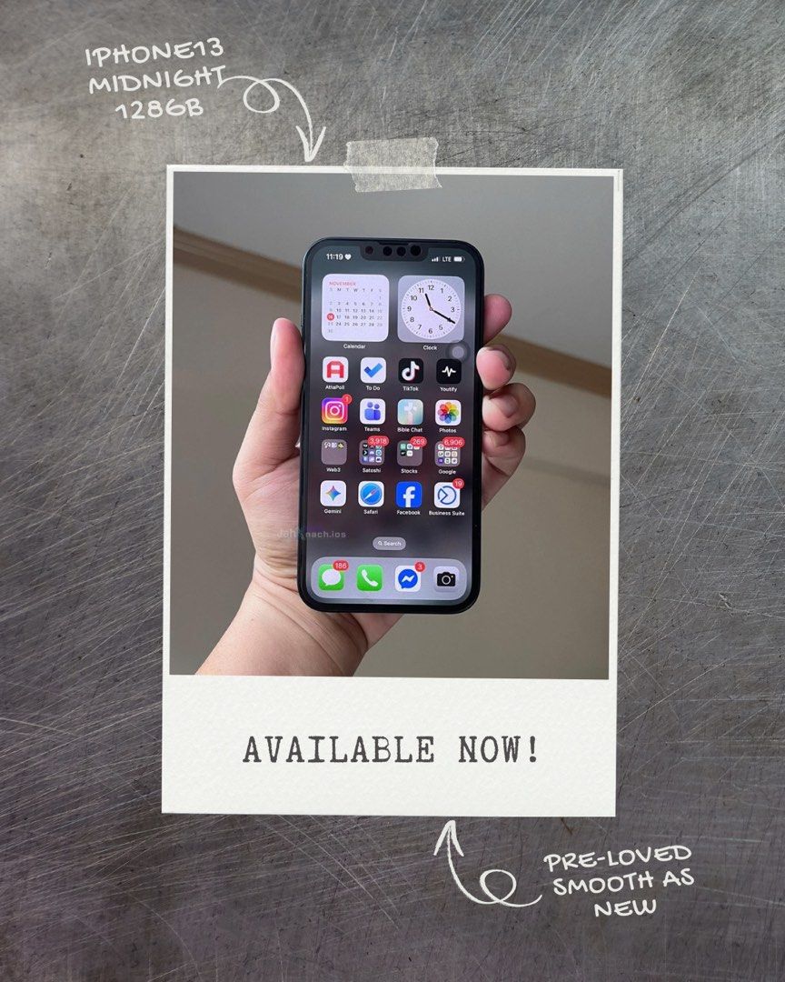 iPhone 13 128gb (Category: iPhone 13 Series) located in Bulacan. Submitted by jahxcaspershoppe (Listing ID 1467432897, Image 1). Description: FOR SALE/SWAP iPhone13 Midnight 128GB Selling my personal phone. ✅FIRST OWNER ✅Bought from BEYOND THE BOX. ✅Makunat ang Battery Smooth as new. ✅94% (Original battery) BATTERY HEALTH ✅Months palang na gamit (Under warranty by Apple) ✅Factory Unlocked ✅No sim restrictions ✅Truetone is working ✅Face ID no issu