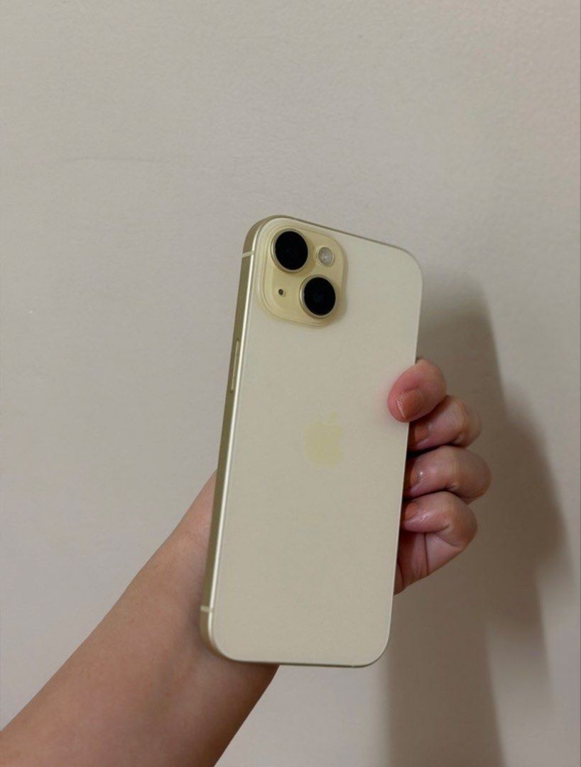 iphone 15, 256gb, yellow (Category: iPhone 15 Series) located in Manila. Submitted by 1nawana (Listing ID 1467426218, Image 3). Description: ip15, 256gb, yellow ALL PARTS ORIGINAL❗️ - 83 batt health (600+ cc) - no dents, no paint chips, & no issues - no repair history - lady owned (personal use) - smart-locked (currently under smart postpaid until dec 2026; can be open-line after the postpaid contract ends) inclusions: - unit with box - cord - ph