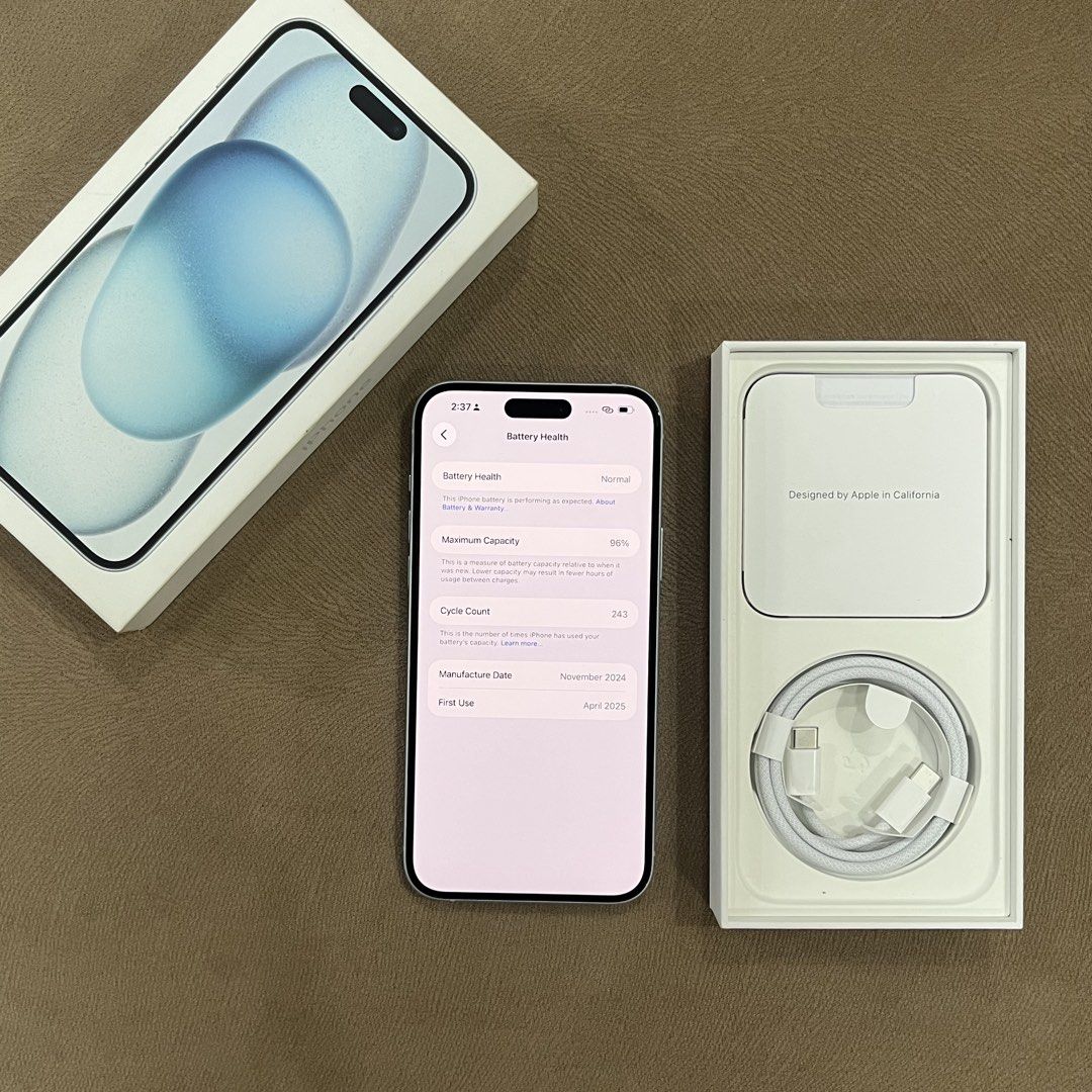 iPhone 15 Plus (Category: iPhone 15 Series) located in San Fernando. Submitted by cdt_manalese (Listing ID 1467475511, Image 3). Description: iPhone 15 Plus (128gb) color: Blue🩵 factory unlocked (any sim) Zp/a Local purchase, ntc approved🇵🇭 battery health 96% (orig makunat) No history of repair / Not refurbished No dents no scratches, mint condition🔥 inclusion: complete (unused cord) ₱ 30,990 Pesos only. Loc San Fernando Pampanga.