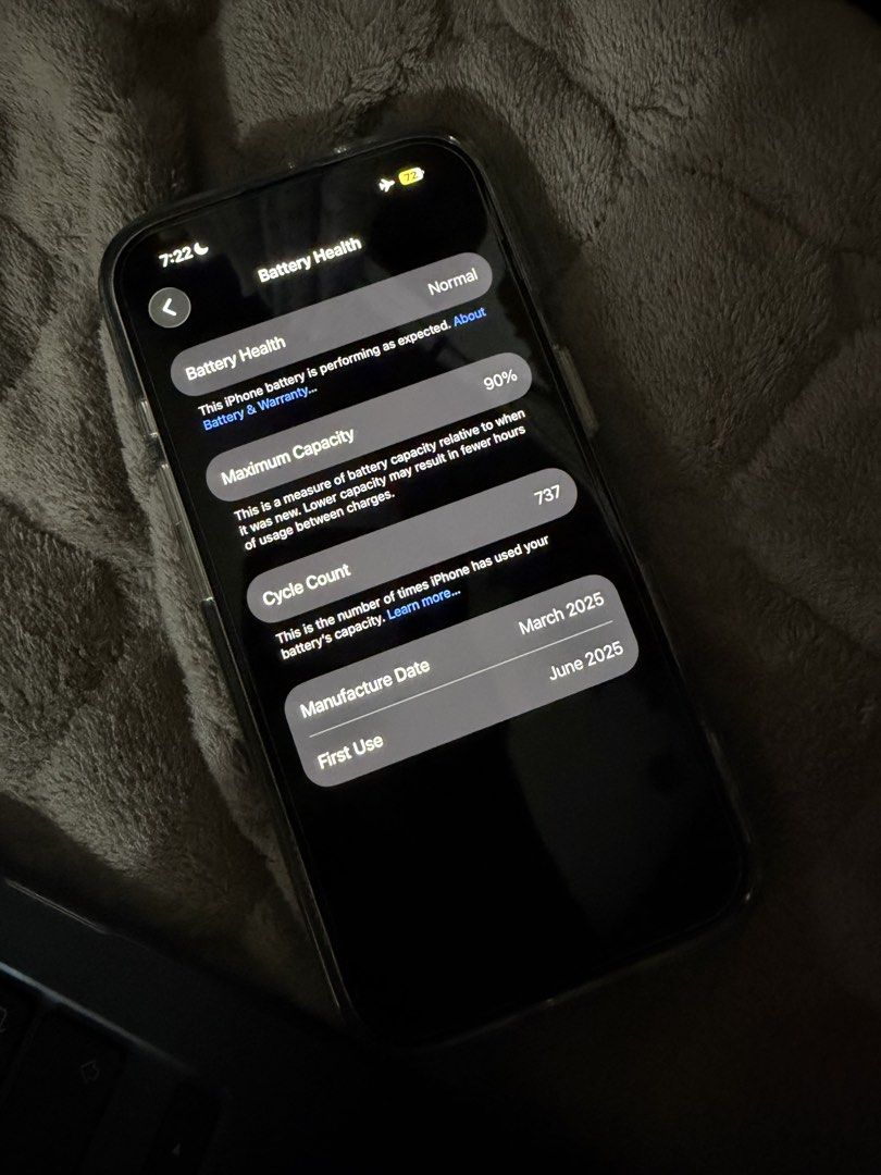 iPhone 16 128gb black (Category: iPhone 16 Series) located in Antipolo. Submitted by ren901 (Listing ID 1467513680, Image 3). Description: Bought from The Loop, Ayala Malls Feliz (June 2025) Personal phone, used with care Specs and condition: Battery health: 90% Always used with case and tempered glass since day 1 Condition: 9.5 Never repaired or opened Inclusions: Box, cable, receipt, free cases, free ugreen adapter Reason for selling: nag palit