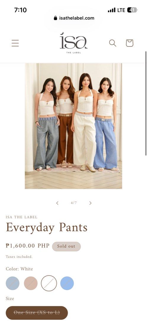 ISA The Label Everyday Pants White (Category: Jeans) located in Manila. Submitted by match444_ (Listing ID 1467486483, Image 2). Description: - first pic is my actual when worn - no signs of usage/ barely used.
