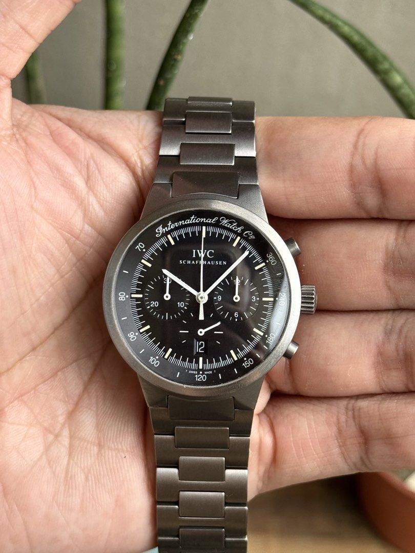 IWC GST Chronograph Titanium (Category: Luxury Watches) located in Marikina City. Submitted by thewatchdon.ph (Listing ID 1467480944, Image 3). Description: RARE IWC with a JLC HEART 🫀 IWC GST Chronograph Titanium 125k only‼️ - ref. IW372701 - 37mm diameter - JLC cal. 631 MecaQuartz smooth sweeping chrono (set & forget with a mechanical feel of the pushers) - full titanium - fits up to 7.2 inch wrist - watch only & generic box 9/10 condition - a