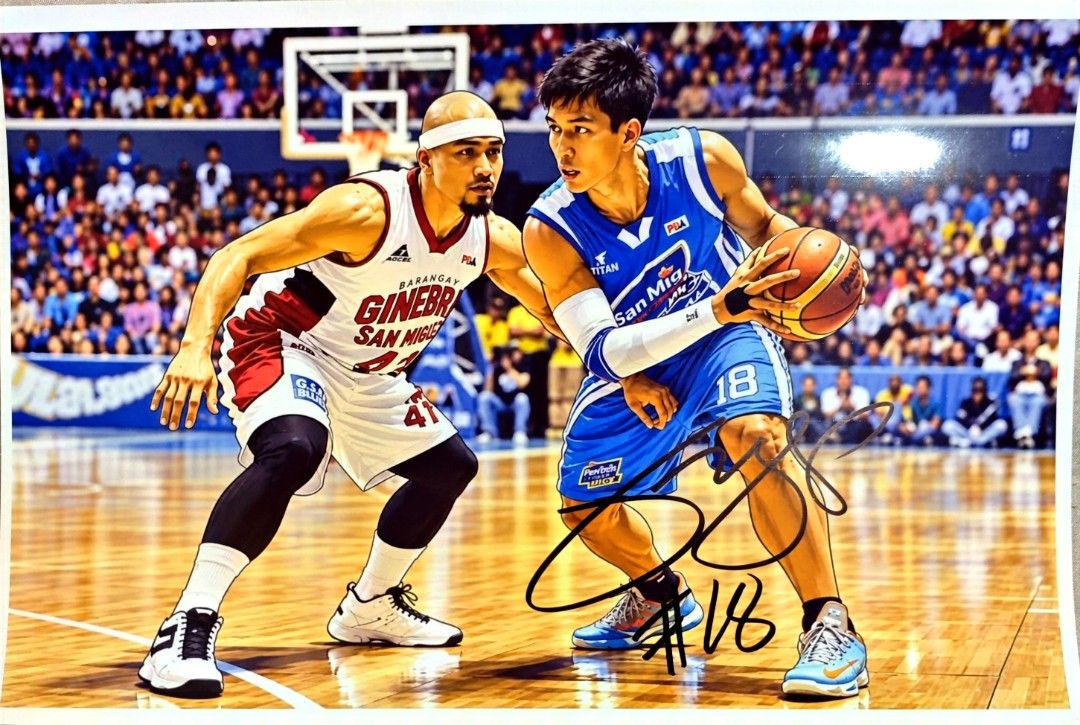 James Yap signed jersey and photos (Category: Activewear) located in Manila. Submitted by ross.jeremy (Listing ID 1467598367, Image 3). Description: - Official James Yap autographed basketball jersey - Number 18 with striking colorful flames near the hem - Personally signed in black marker right over the number 18 - Includes action and signing photos of James Yap for authenticity - Rare collector's item, perfect for die-hard PBA and local basketb