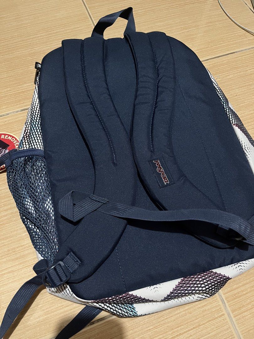 JanSport Digital Student Backpack Matrix Chevron (Category: Backpacks) located in Quezon City. Submitted by lovedbykarlaa (Listing ID 1467508642, Image 2). Description: - Brand: JanSport - Model: JS00T69D44H (Matrix Chevron, Blue & White) - Condition: Brand new with original tags, never used - Capacity: 2,319 cubic inches - Features: Removable 15-inch laptop sleeve and dedicated cord/electronics organizer - Ideal for daily commute, school, or tra