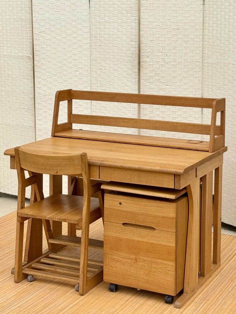 JAPAN SURPLUS HIDA BRAND STUDY SET IN GOOD CONDITION (Category: Tables & Sets) located in Manila. Submitted by jerichocal17856 (Listing ID 1467534955, Image 2). Description: JAPAN SURPLUS HIDA BRAND STUDY SET IN GOOD CONDITION SIZE: 29-40H x 43L x 28W inches 16H x 17.5L x 16W inches 23-27.5H x 17L x 19.5W inches.