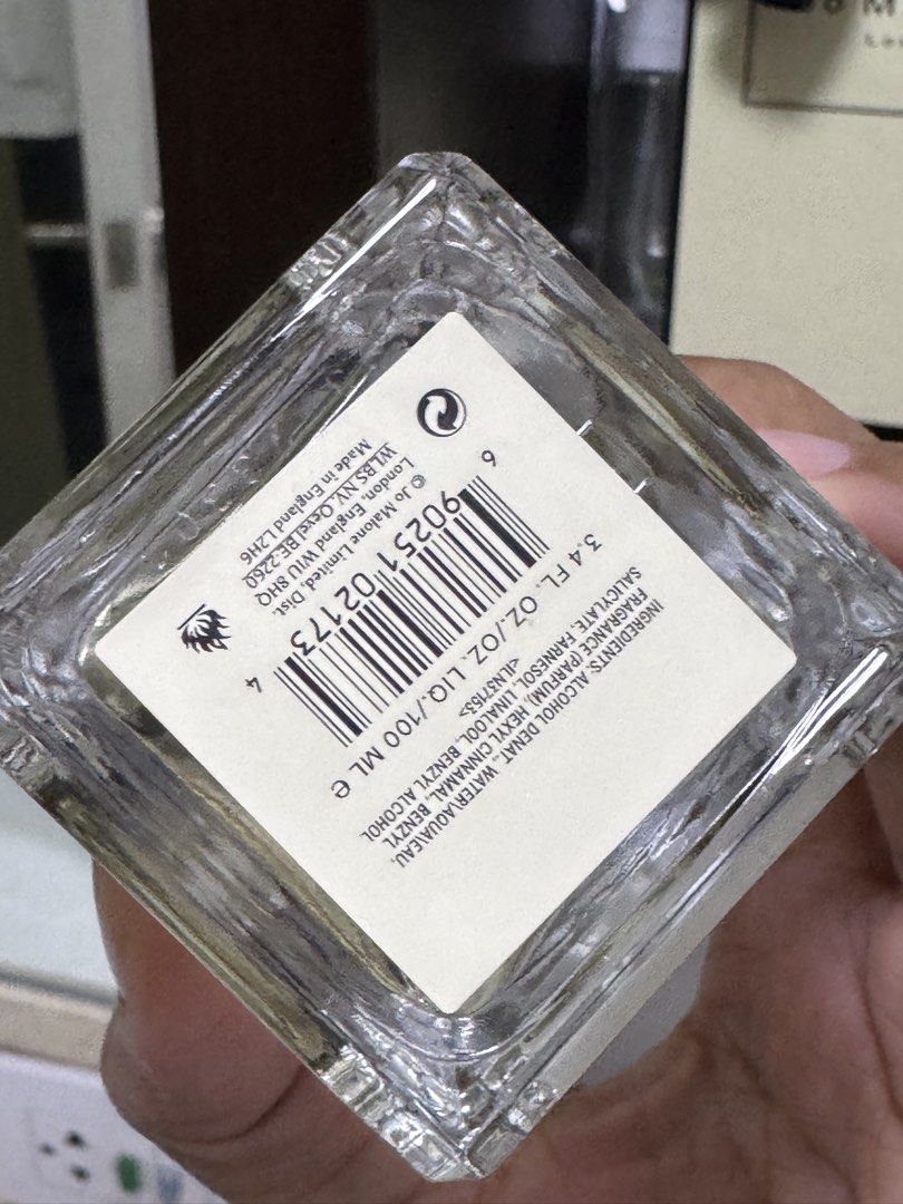 Jo Malone Wild Bluebell Cologne 100ml (Category: Fragrance & Deodorants) located in Quezon City. Submitted by thingsforless (Listing ID 1467386097, Image 2). Description: - Authentic Jo Malone Wild Bluebell Cologne - Size: 100ml bottle (barely used, almost full) - Scent: Fresh floral - Packaging: Original box included with black ribbon - Details: Made in England, batch code and ingredients clearly printed on bottom sticker.