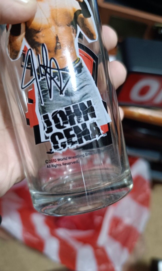 John Cena WWE Glass (Category: Other Home Decor) located in Midsayap. Submitted by macoy.picker (Listing ID 1467365774, Image 3). Description: John Cena WWE Glass 250+ SF.
