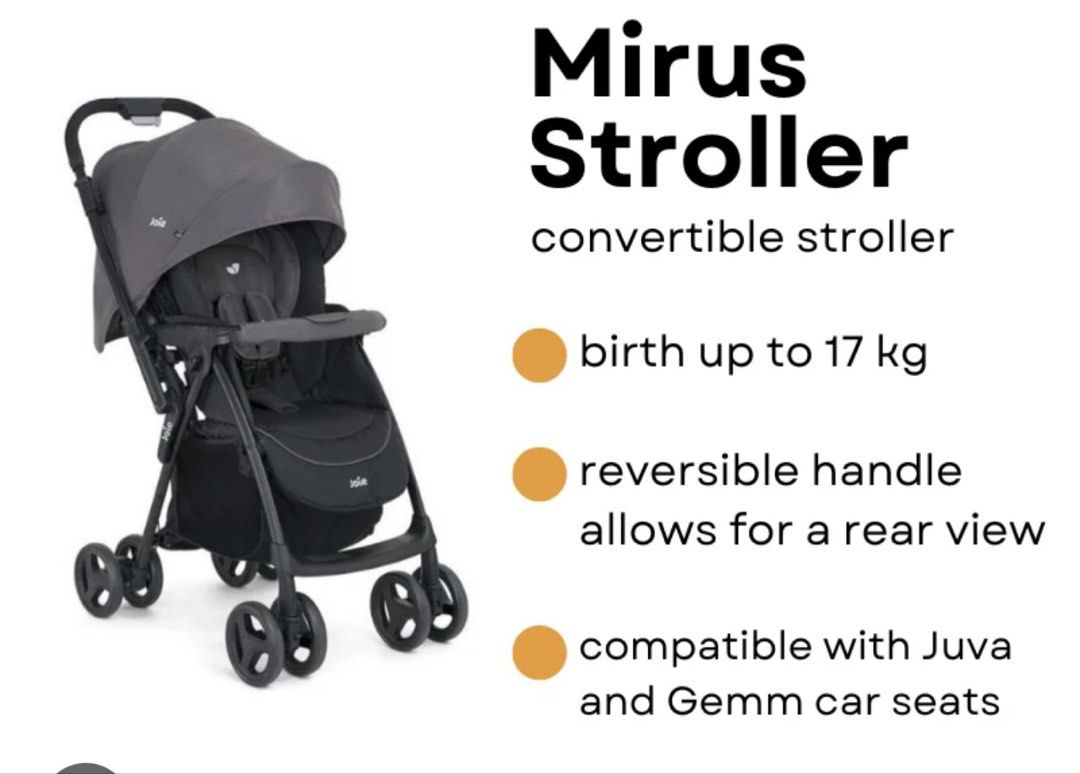 Joie Mirus Convertible Stroller Grey (Category: Strollers) located in Rodriguez. Submitted by adtg88 (Listing ID 1467499182, Image 2). Description: FOR SALE: JOIE MIRUS STROLLER 🩶 Color: Gray With signs of usage but still in good condition. Used only when going out, so hindi naman abused ang paggamit. RFS: Ayaw na ni baby mag-stroller. 🥹 PM for the price and more details! 💌.