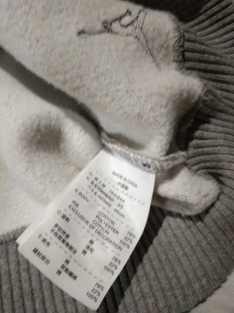 Jordan Grey Sweatshirt Size S (Category: Coats, Jackets and Outerwear) located in Camalaniugan. Submitted by mateojuliu73958 (Listing ID 1467402320, Image 3). Description: - Brand: Jordan - Color: Grey - Size: Small (Standard Fit) 20/27 - Material: Cotton & polyester blend with cozy fleece interior - Details: Embroidered Jumpman logo near hem, functional zippered chest pocket - Ribbed cuffs and collar for extra comfort - Condition: Excellent, tag