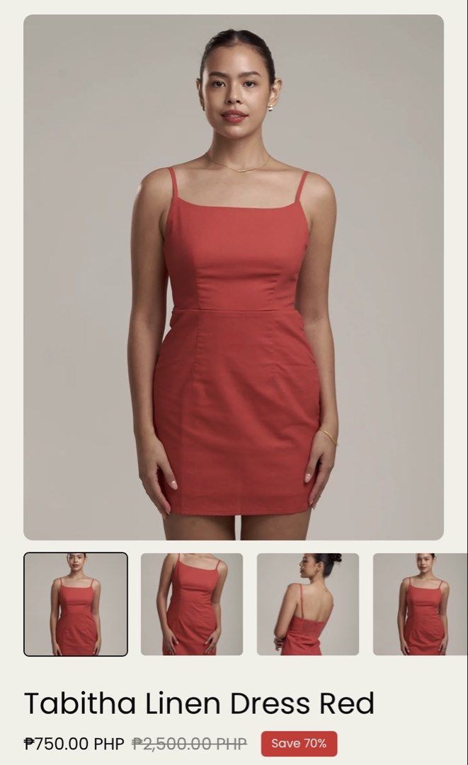 Just Because - Tabitha Linen Dress (Red) (Category: Dresses) located in Bacoor. Submitted by hellonikka (Listing ID 1467383836, Image 1). Description: Just Because Tabitha Linen Dress - Color: Red - Size: Medium Details: Fully Lined Adjustable Straps Smocked Back Hidden Middle Zipper Closure Fabric Content: Main – 100% Linen. Lining – 100% Cotton Really love the quality of this dress but it doesnt suit my body frame :( Never been used. Just washe