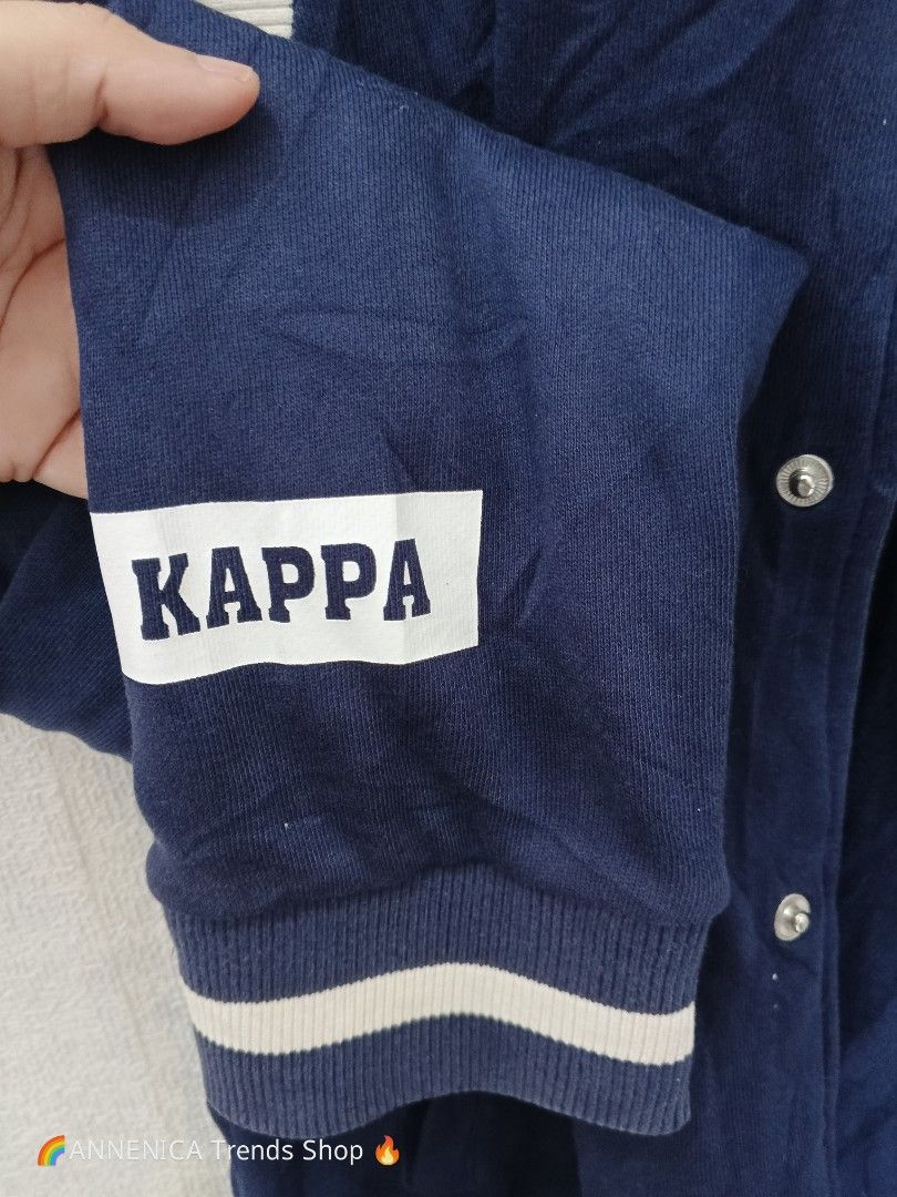 KAPPA 1916 Varsity Bomber Jacket (Category: Coats, Jackets and Outerwear) located in Bulacan. Submitted by annenicathriftthriftlang (Listing ID 1467429893, Image 3). Description: KAPPA 1916 Varsity Bomber Jacket - Navy Blue - Unisex 📏 DIMES: Tag Size: KAPPA (Born in Italy) - Best fit M-L Pit to Pit: 22-23 inches Length: 26-27 inches Sleeve: 25-26 inches Shoulder: 19 inches 📝 DETAILS: - Brand: KAPPA - BORN IN ITALY (1916) - Color: Navy Blue with