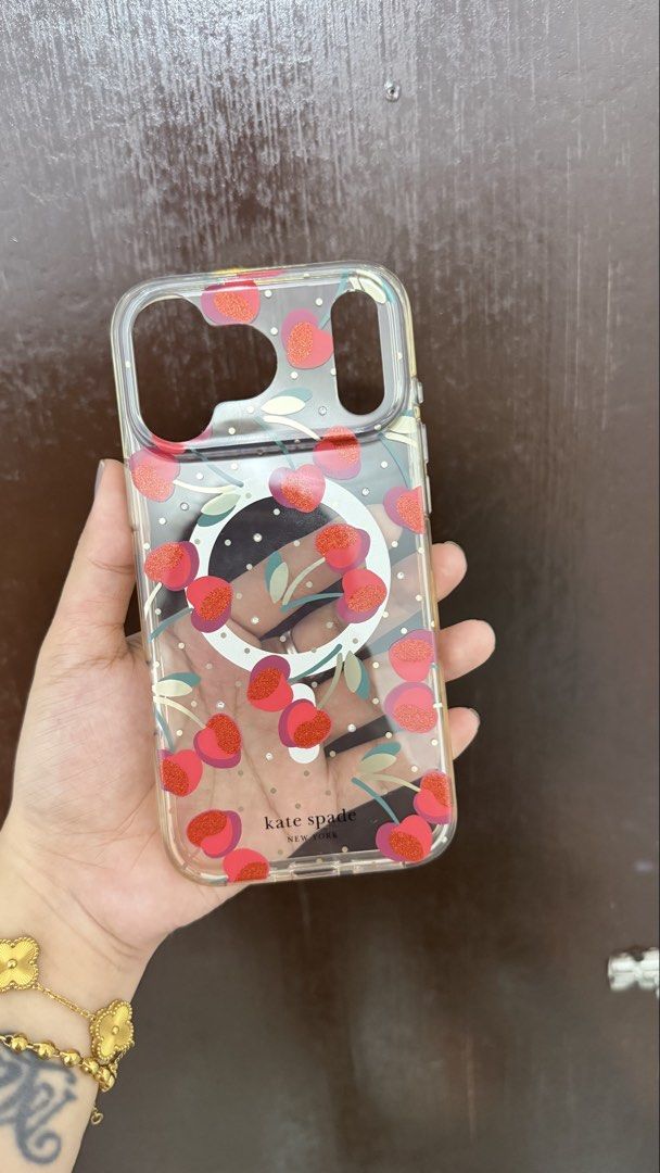 Kate Spade Cherry Case for Iphone 17 Promax (Category: Cases & Sleeves) located in Manila. Submitted by 3rdrock (Listing ID 1467464483, Image 3). Description: Selling my preloved case for a very cheap price. Purchase here as well and use for 3-4x only. Last price posted already.