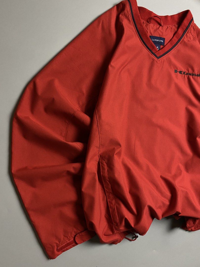 Kawasaki V-Neck Jacket Red (Category: Coats, Jackets and Outerwear) located in Cebu City. Submitted by covenanthrifts (Listing ID 1467372853, Image 3). Description: Very Good Condition No Issue Color rate: 9.9/10 Size on tag: Medium (Fit to Medium) .