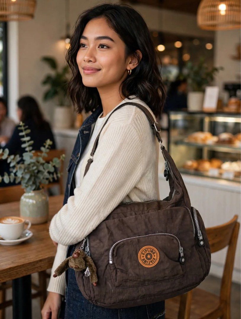 Kipling unisex sling bag brown (Category: Cross-body Bags) located in Tacurong. Submitted by pearlitas_ukay (Listing ID 1467367033, Image 1). Description: KIPLING SLING BAG ADJUSTABLE STRAP good as new Med-Large no flaws Color dark brown Mine 1500 matic yours Thrifted •ukayukay.