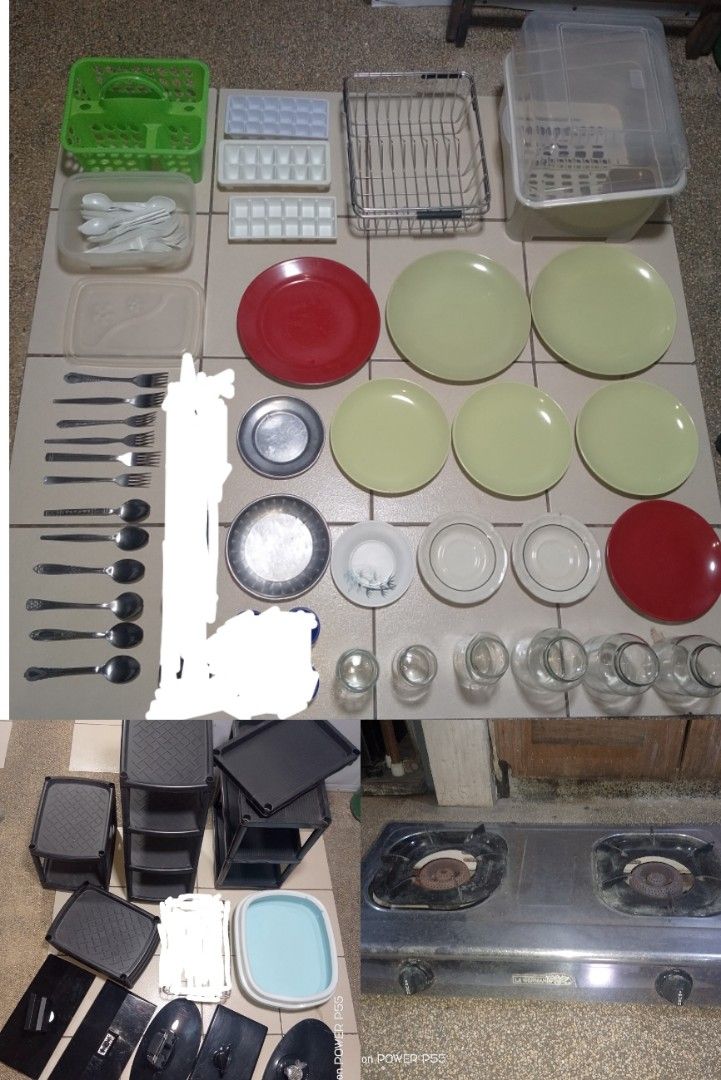 Kitchenware bundle plates utensils gas stove storage rack (Category: Bathroom & Kitchen Fixtures) located in Manila. Submitted by mendozajar47609 (Listing ID 1467447314, Image 1). Description: FOR TAKE ALL ONLY P350 LAHAT NA KASAMA WYSIWYG pm or text 0967 076 2294 LALAMOVE OR GRAB kayo po mgbook pg nandito na rider tsaka send payment thru gcash - Moving out kitchen bundle - take everything in one go - Ideal for quickly setting up a new kitchen - 