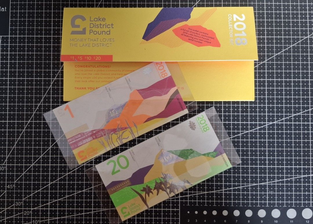 £1 & £20 Lake District Pound 2018 (Incomplete) Collector Set Uncirculated Notes (Category: Currency) located in Quezon City. Submitted by arkiv.ph (Listing ID 1467467813, Image 1). Description: Complete 2018 Lake District Pound collector incomplete set in the original wallet: £1 and £20 notes. Local currency issued for the Lake District Note: these are a local complementary currency, not Bank of England notes, and the 2018 series has expired You 