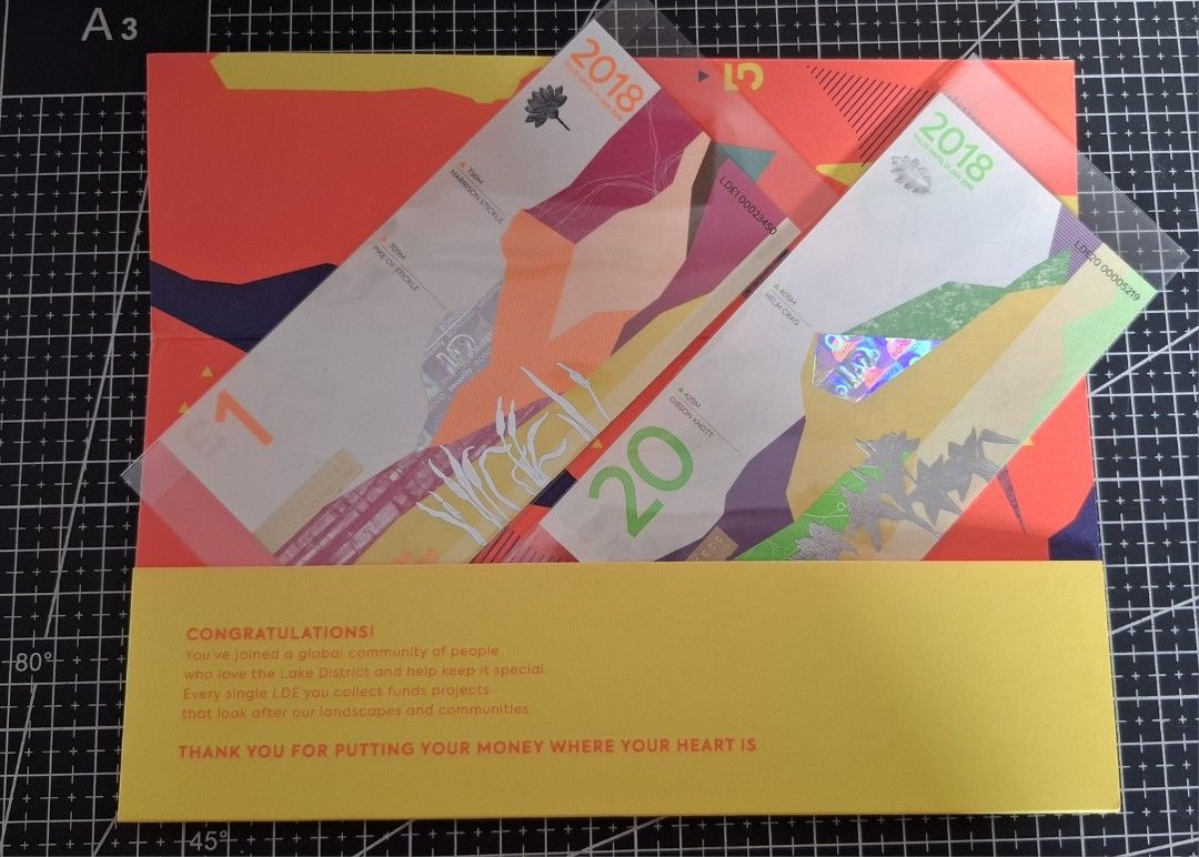 £1 & £20 Lake District Pound 2018 (Incomplete) Collector Set Uncirculated Notes (Category: Currency) located in Quezon City. Submitted by arkiv.ph (Listing ID 1467467813, Image 2). Description: Complete 2018 Lake District Pound collector incomplete set in the original wallet: £1 and £20 notes. Local currency issued for the Lake District Note: these are a local complementary currency, not Bank of England notes, and the 2018 series has expired You 