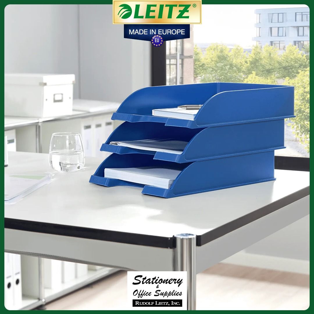 Leitz 5227 Stackable Plastic File Tray Letter C4 Standard (Category: Stationery & School Supplies) located in Paranaque City. Submitted by rudolflietzinc (Listing ID 1467397495, Image 3). Description: - Authentic Leitz 5227 stackable file trays made in Europe - Fits standard Letter and C4 size documents - Made from durable, heavy-duty polystyrene material - Flexible modular design allows for vertical or stepped stacking - Higher sidewalls provide