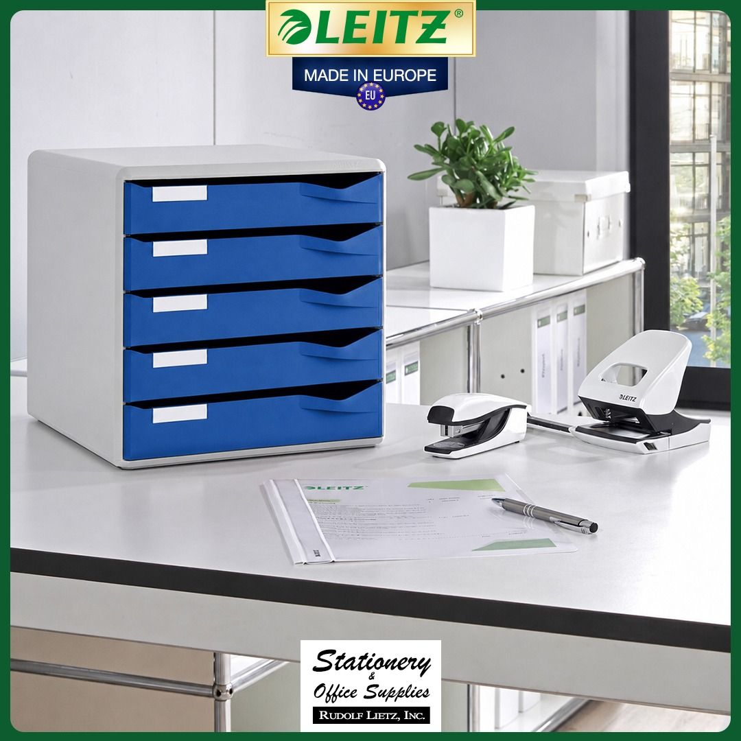 Leitz 5280 Organizing Aids 5 Drawers Storage Center Post Set (Category: Shelves, Cabinets & Racks) located in Paranaque City. Submitted by rudolflietzinc (Listing ID 1467397676, Image 3). Description: - Premium Leitz storage unit made in Europe - 5 easy-sliding drawers with a unique push-to-close security system - Includes label holders and custom labels for easy document sorting - Anti-slip rubber feet to protect your desk and surfaces - Stackab